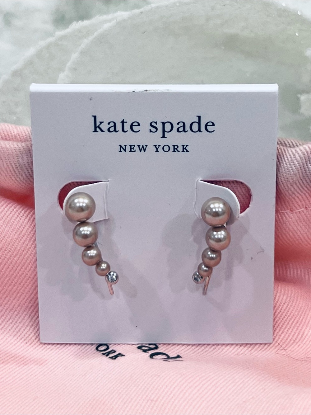 Kate Spade Earrings, linear faux pearl NWT